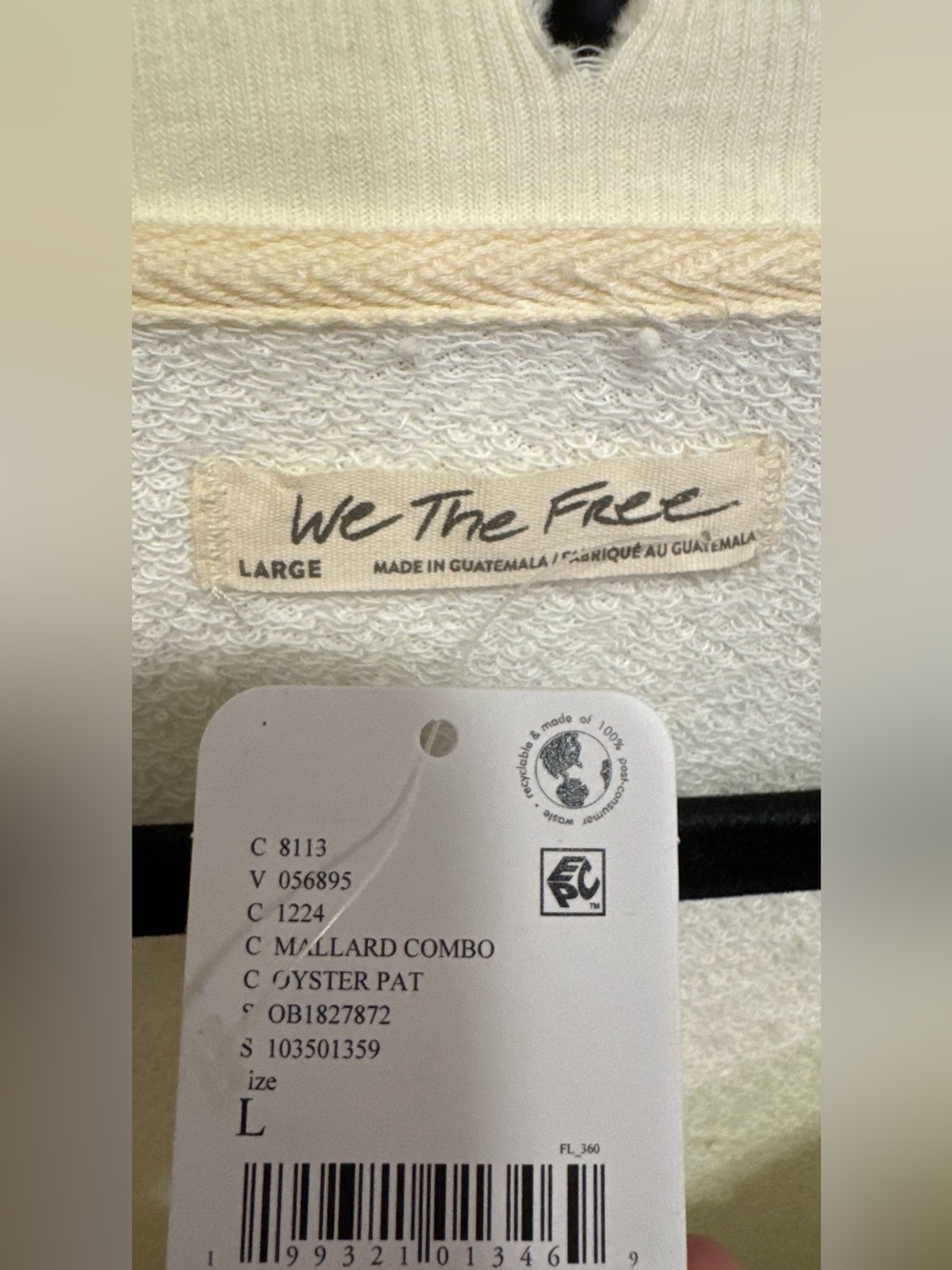 NWT Free People We The Free Graphic Camden Pullover - duck combo mallard - Large - Picture 12 of 12
